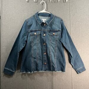 Canyon Retreat Heartland Denim Jacket with Raw Hem Detail River Wash, Medium